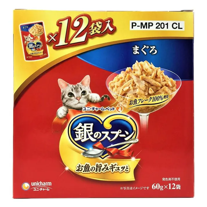 【ケース販売】ユニ・チャーム 銀のスプーン パウチ まぐろ 60g×12袋入(1ケース10個入り) パウチ 食いつき キャットミール 3482077010【別送品】