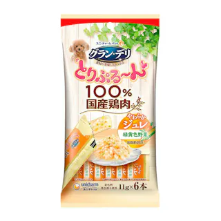 【ケース販売】ユニ・チャーム グラン・デリ とりぷる~ん やわらかジュレ 緑黄色野菜 11g×6本(1ケース48個入り) ウェットフード 犬 国産 3482121048【別送品】