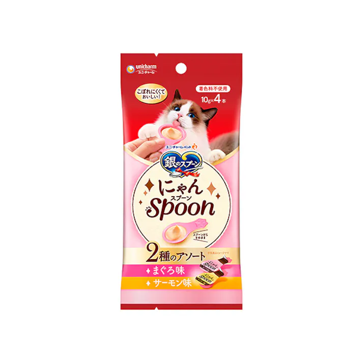 【ケース販売】ユニ・チャーム三ツ星にゃんSpoon2種まぐろ&サーモン40G(1ケース48個入り)3482316048 【別送品】