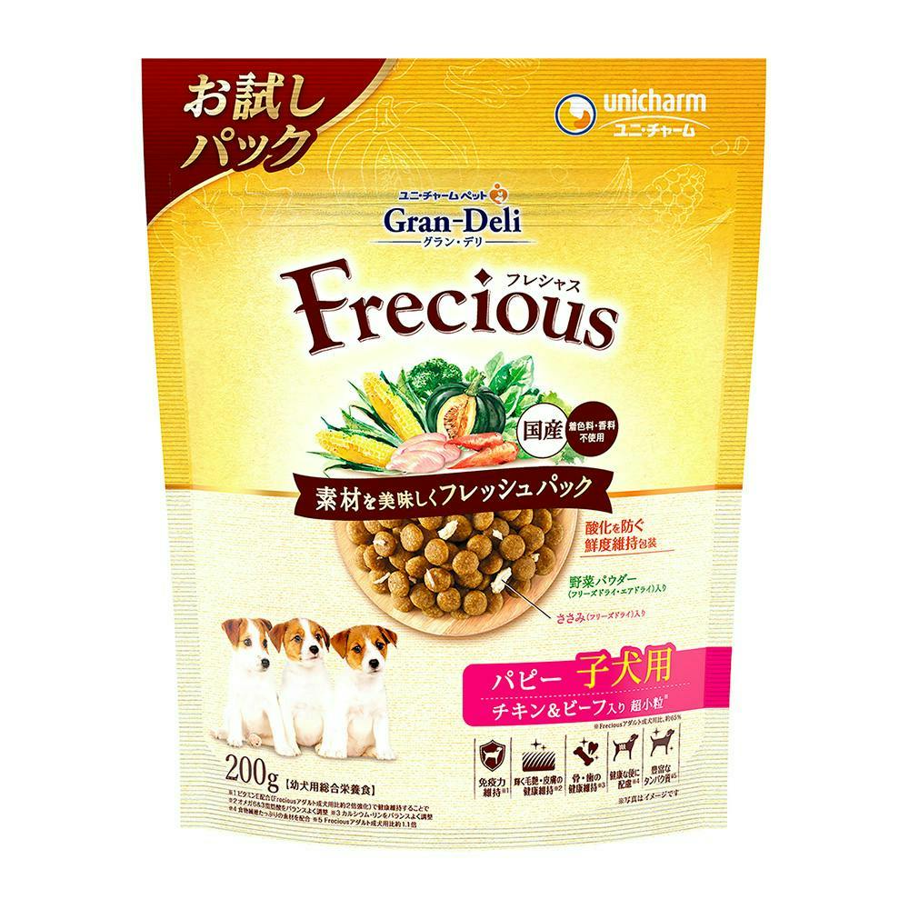 【ケース販売】グラン・デリ フレシャス パピー 子犬用 チキン&ビーフ入り 200g(1ケース18個入り) 子犬 チキン ドライフード 3482466018【別送品】