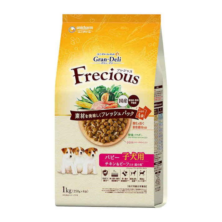 【ケース販売】グラン・デリ フレシャス パピー 子犬用 チキン&ビーフ入り 1kg(1ケース8個入り) 子犬 チキン ドライフード 3482467008【別送品】