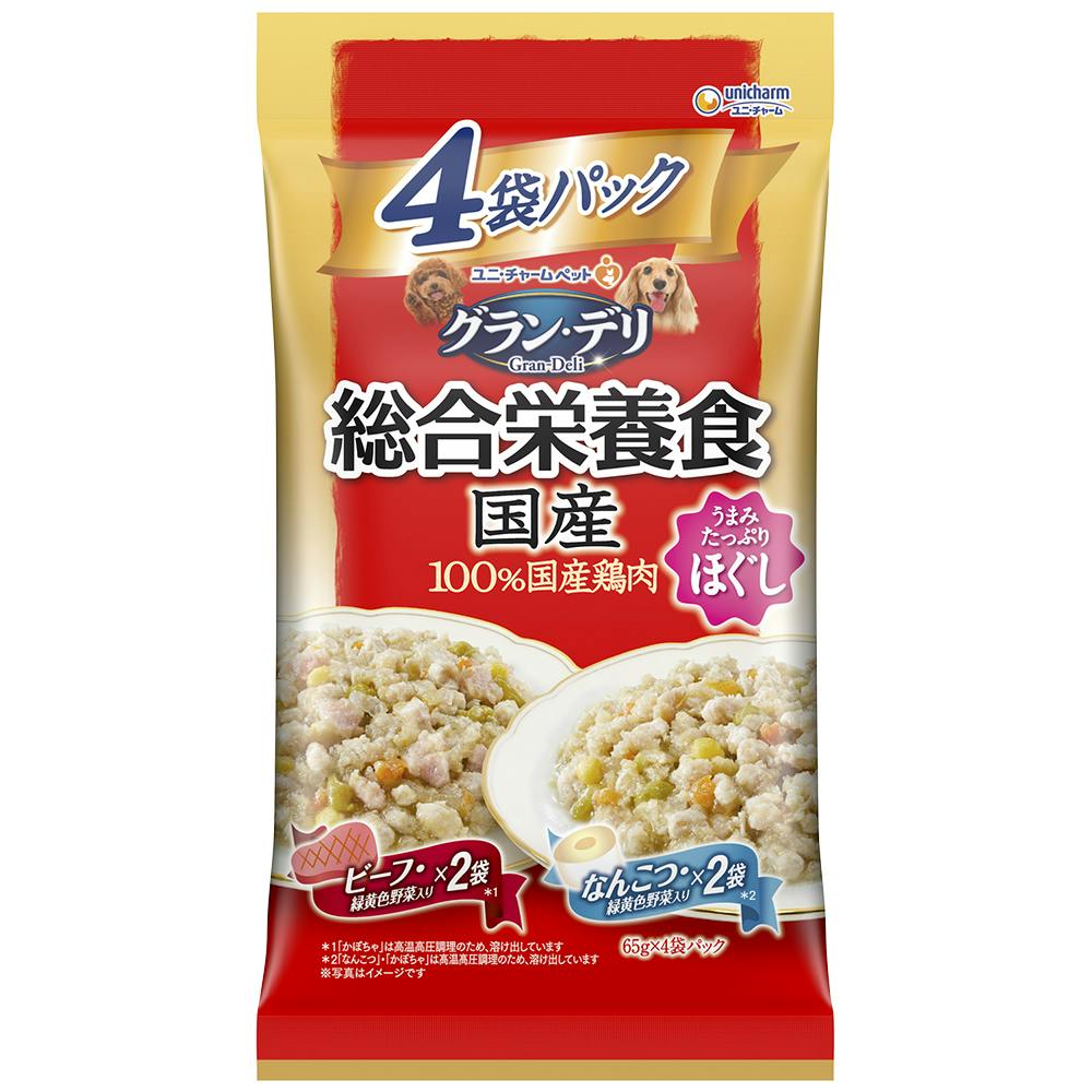 ユニ・チャームグラン・デリ 総合栄養食 パウチ ほぐし 成犬 軟骨・ビーフ 65gg×4袋パック(1ケース20個入り)3482581020 犬用ウェットフード(パウチ) ユニ・チャームグラン・デリ 総合栄養食 パウチ ほぐし 成犬 軟骨・ビーフ 65gg×4袋パック(1ケース20個入り)3482581020 犬用ウェットフード(パウチ)