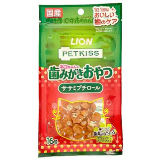 【ケース販売】ライオンペット LION ペットキッス ネコちゃんの歯みがきおやつ ササミプチロール 16g(1ケース48個入り) デンタルケア 口臭予防 歯みがき効果 3670346048【別送品】