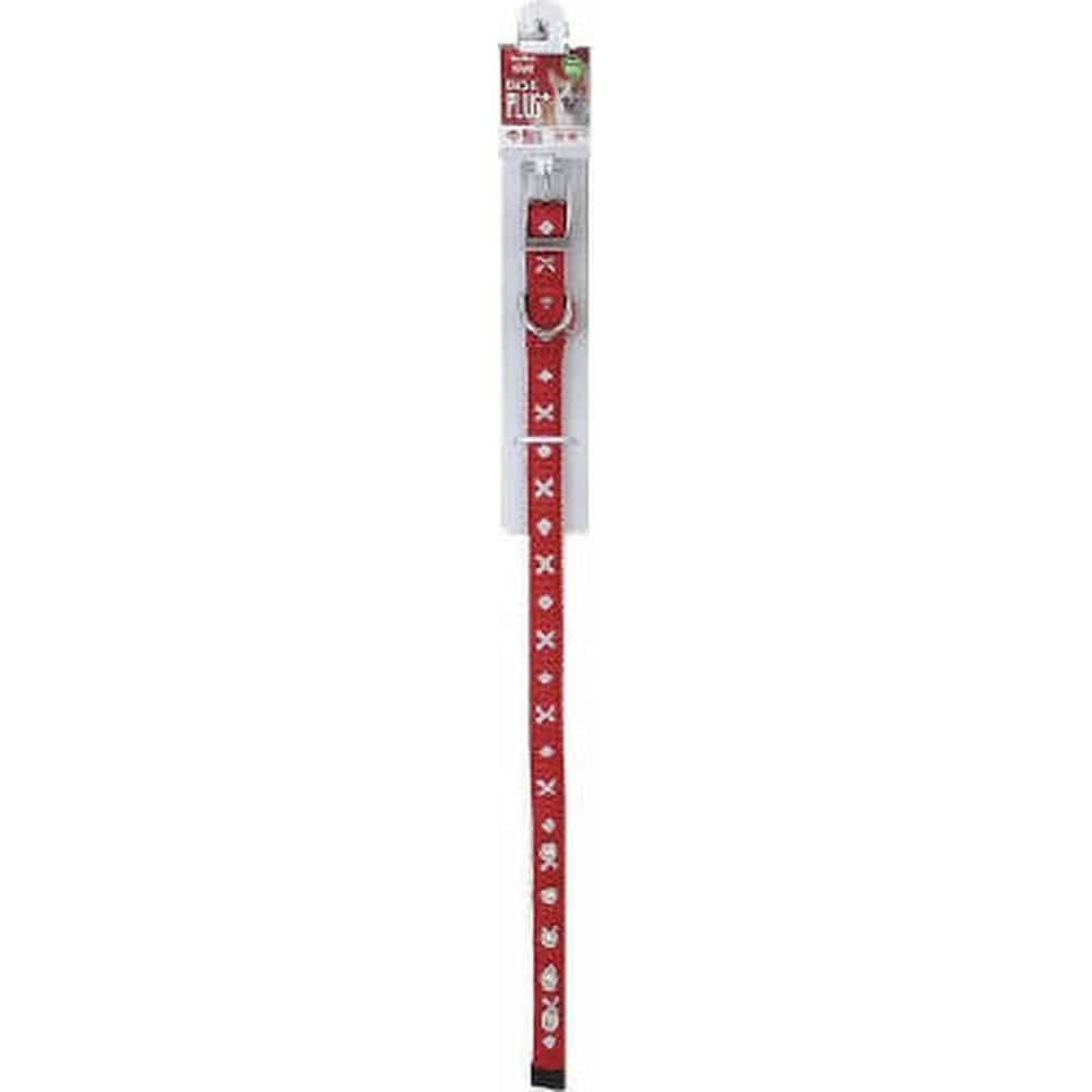 【ケース販売】BASIC PLUS クロスダイヤカラーMレッド(1ケース6個入り) 平首輪 いたくない 反射 3412786006【別送品】
