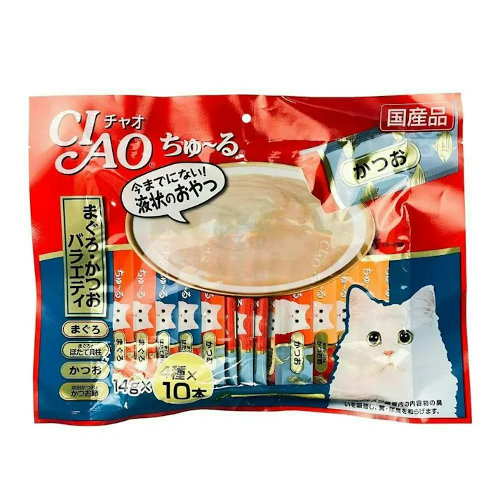 【ケース販売】いなば CIAOちゅ~る まぐろ・かつおバラエティ 40本(1ケース8個入り)チャオちゅーる 国産 液状 国産 おやつ 3751867008【別送品】