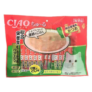 【ケース販売】いなば CIAOちゅ~る 40本総合栄養食まぐろ・かつお(1ケース8個入り)チャオちゅーる 国産 総合栄養食 国産 液状 3752701008【別送品】