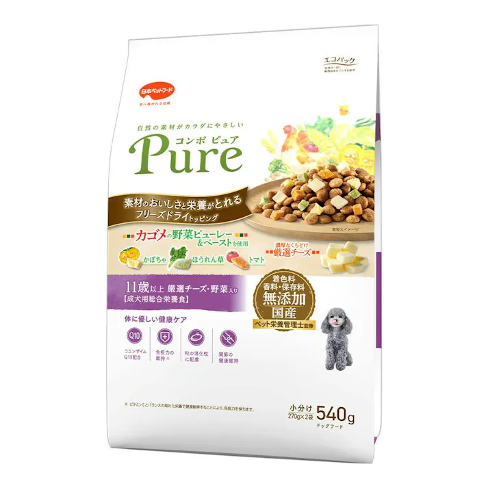 【ケース販売】 コンボ ピュア ドッグ 11歳以上 540g(1ケース12個入り) 国産 ドッグフード 着色料無添加 1011338012【別送品】