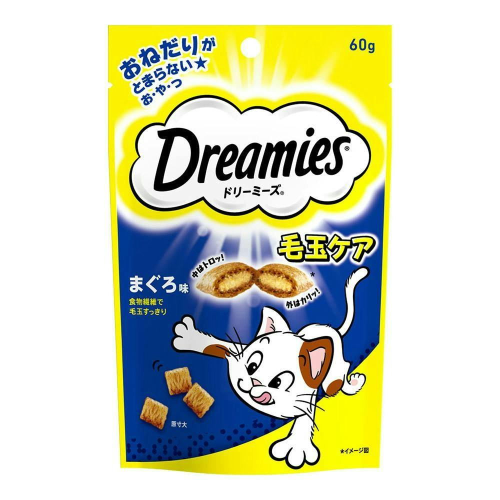 マースジャパンリミテッドドリーミーズ 毛玉ケア まぐろ味 60g(1ケース36個入り)1080881036 4902397844426 ドライタイプおやつ(猫) マースジャパンリミテッドドリーミーズ 毛玉ケア まぐろ味 60g(1ケース36個入り)1080881036 4902397844426 ドライタイプおやつ(猫)