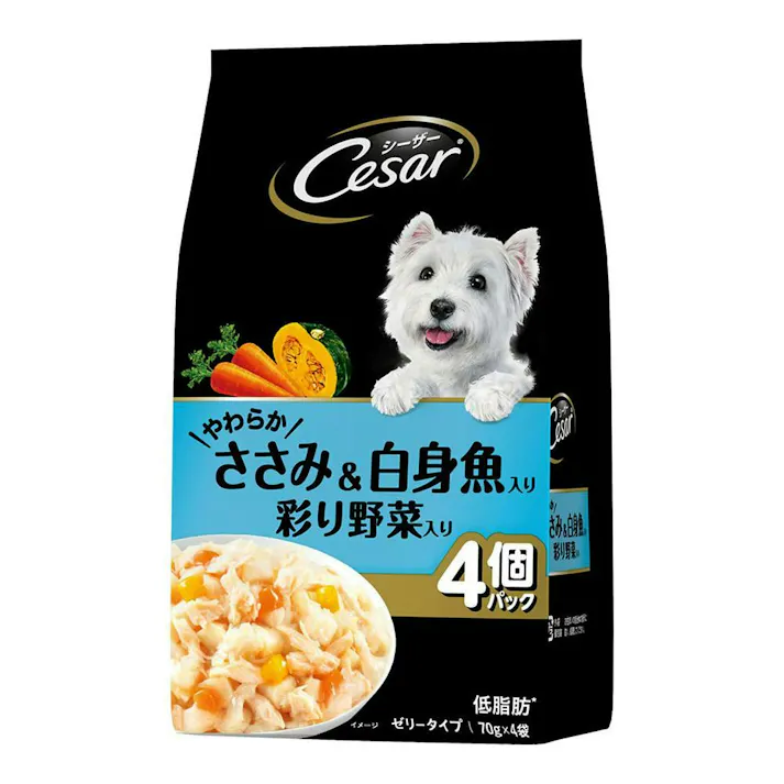 【ケース販売】マースジャパン シーザー ささみ白身魚野菜 4P(1ケース36個入り)1081376036 4902397858768【別送品】