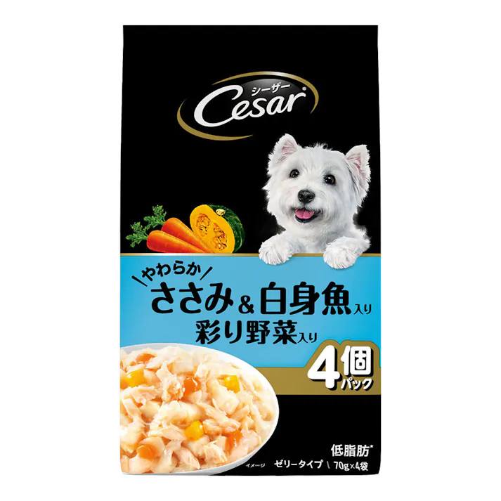 【ケース販売】マースジャパン シーザー ささみ白身魚野菜 4P(1ケース36個入り)1081376036 4902397858768【別送品】