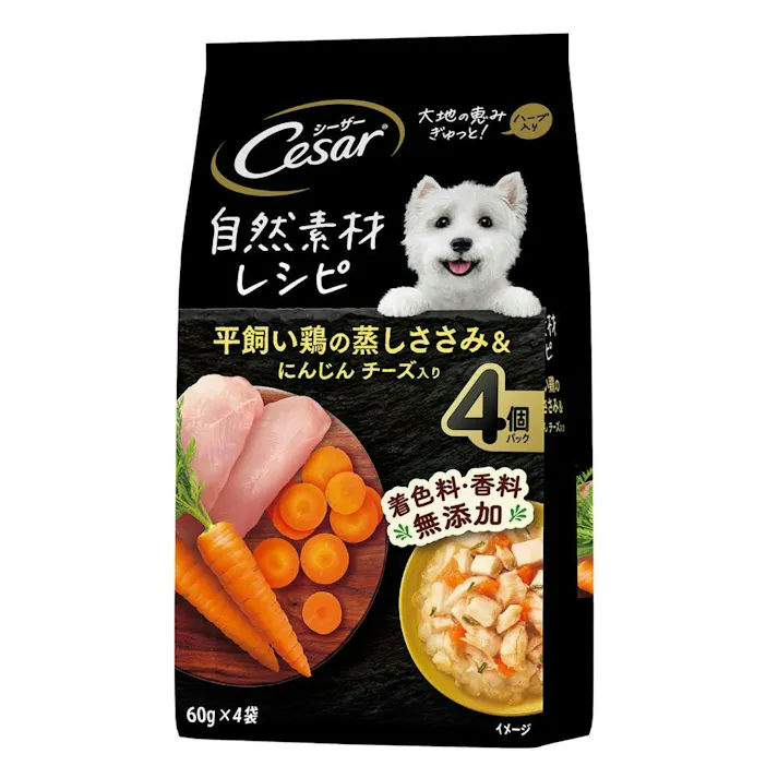 【ケース販売】マースジャパン シーザー4P自然素材 ささみ&にんじん チーズ(1ケース36個入り)1081629036 4902397871781【別送品】