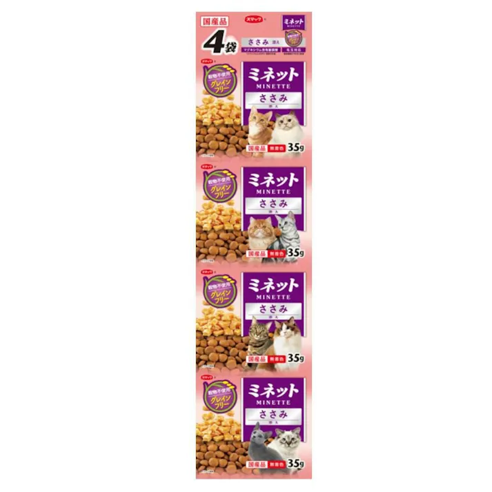 【ケース販売】 ミネット4連パック グレインフリーささみ添え(1ケース30個入り) 猫用 ドライフード グレインフリー 1610618030【別送品】