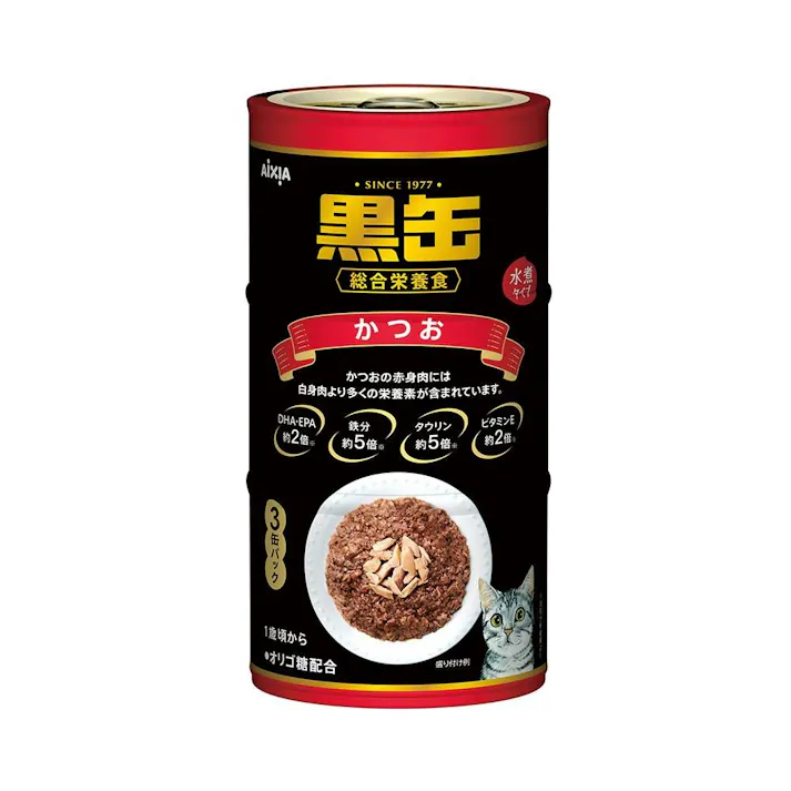 アイシア【ケース販売】黒缶3P かつお(1ケース18個入り)3001140018 4571104718963【別送品】