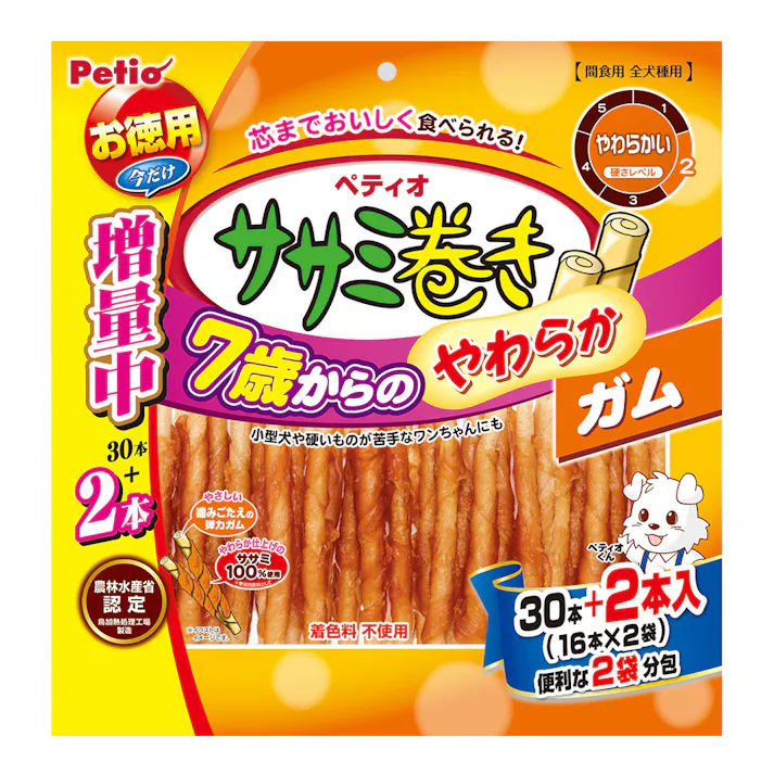 ペティオ【ケース販売】7歳からのやわらかササミ巻きガム30本(1ケース20個入り)3418294020 4903588138591【別送品】