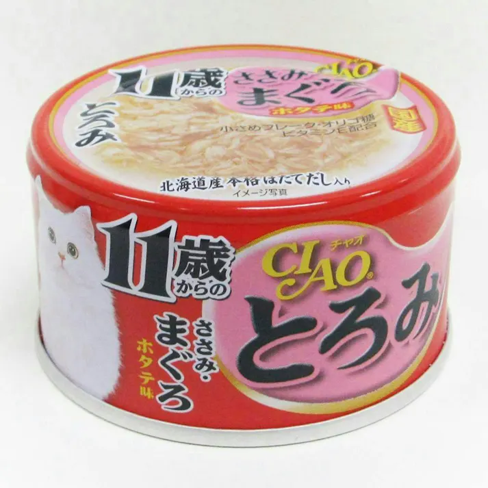 【ケース販売】いなば とろみ 11歳からのささみまぐろホタテ味 80g(1ケース48個入り) 国産 ペット用 ウェットフード 猫用 3750699048【別送品】