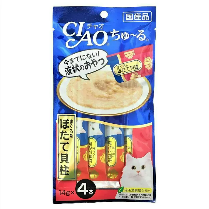 【ケース販売】いなば CIAOちゅ~る まぐろ&ほたて 4本(1ケース48個入り)チャオちゅーる 国産 ペット用 おやつ 猫用 3751330048【別送品】