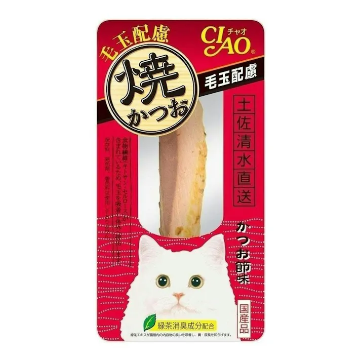 【ケース販売】いなば CIAO焼かつお 毛玉配慮かつお節味 1本(1ケース48個入り)チャオ 食物繊維(キトサン セルロース) 国産 ペット用 おやつ 猫用 3751606048【別送品】