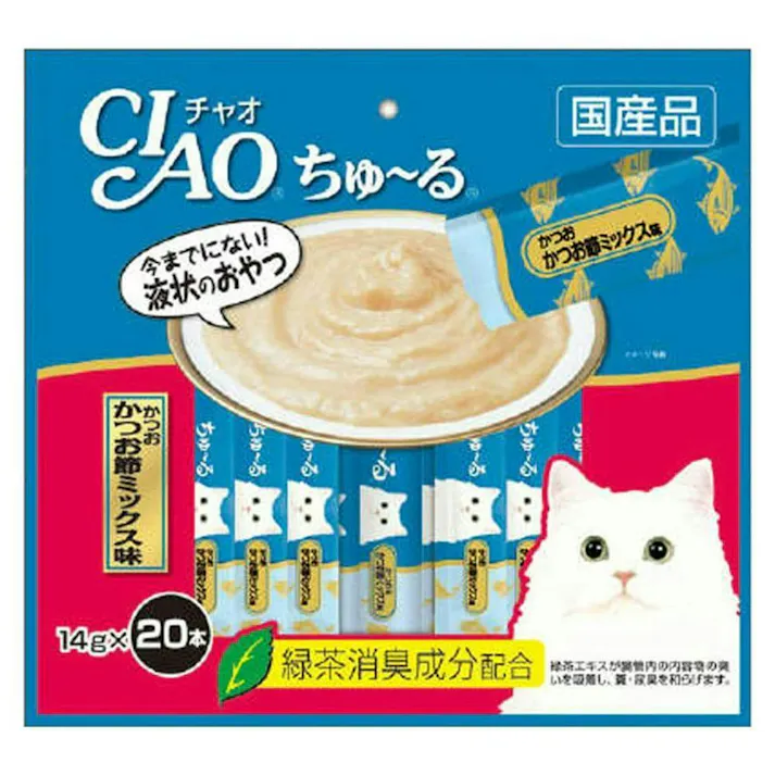 【ケース販売】いなば CIAOちゅ~る 20本入り かつおかつお節ミックス味(1ケース16個入り)チャオちゅーる 国産 ペット用 おやつ 猫用 3751785016【別送品】