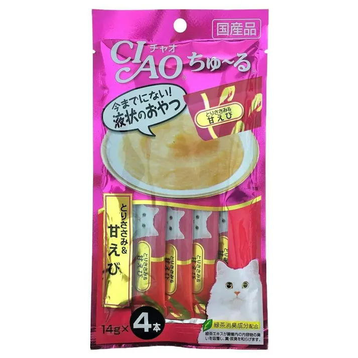 【ケース販売】いなば CIAO ちゅ~る とりささみ&甘えび(1ケース48個入り)チャオちゅーる 国産 ペット用 おやつ 猫用 3751843048【別送品】