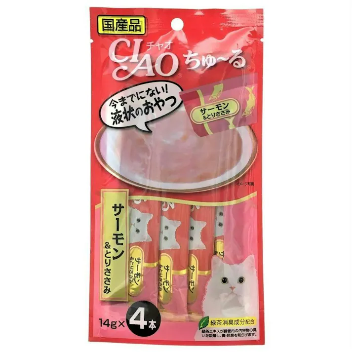 【ケース販売】いなば CIAOちゅ~る サーモン&とりささみ(1ケース48個入り)チャオちゅーる 国産 ペット用 おやつ 猫用 3752065048【別送品】