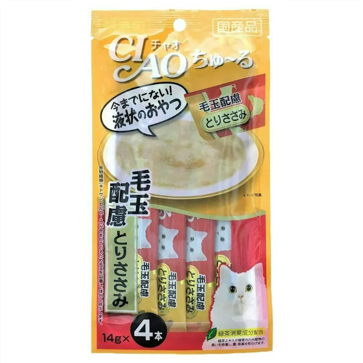 【ケース販売】いなば ちゅ~る 毛玉配慮 とりささみ(1ケース48個入り)ちゅーる 食物繊維(キトサン セルロース) 国産 ペット用 おやつ 猫用 3752174048【別送品】
