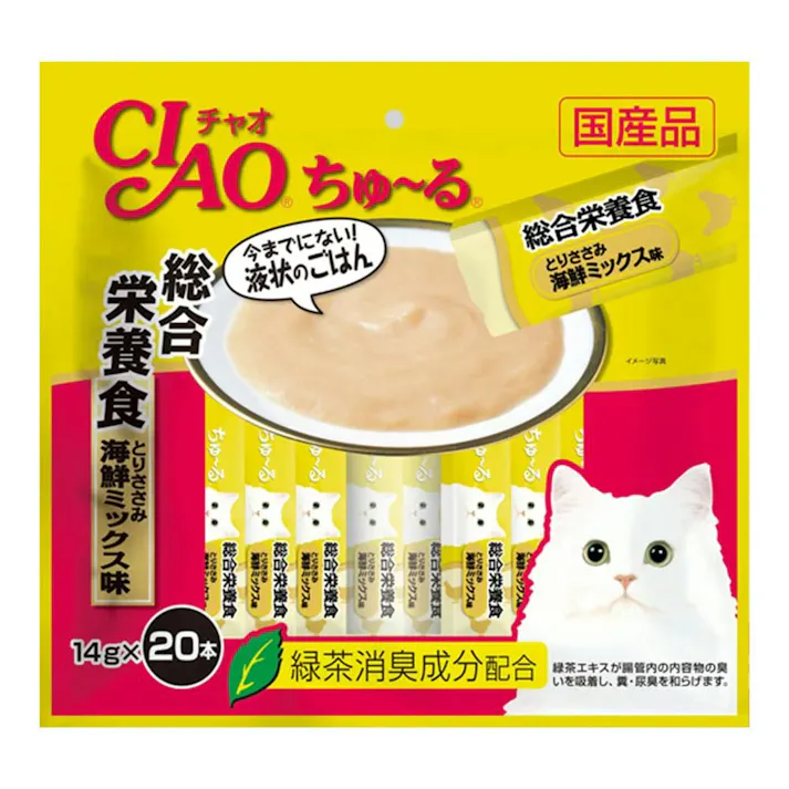 【ケース販売】いなば ちゅ~る総合栄養食ささみ海鮮ミックス味20本(1ケース16個入り)ちゅーる 国産 ペット用 おやつ 猫用 3752326016【別送品】