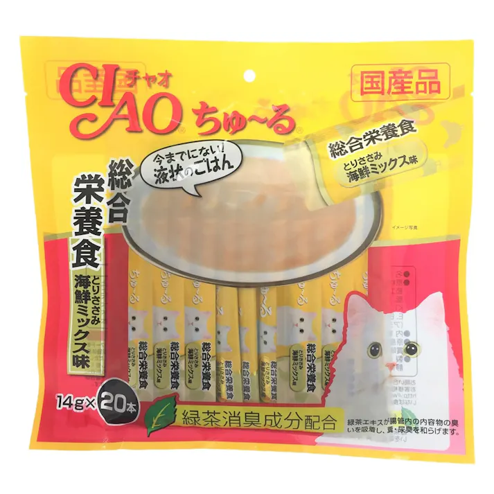 【ケース販売】いなば ちゅ~る総合栄養食ささみ海鮮ミックス味20本(1ケース16個入り)ちゅーる 国産 ペット用 おやつ 猫用 3752326016【別送品】