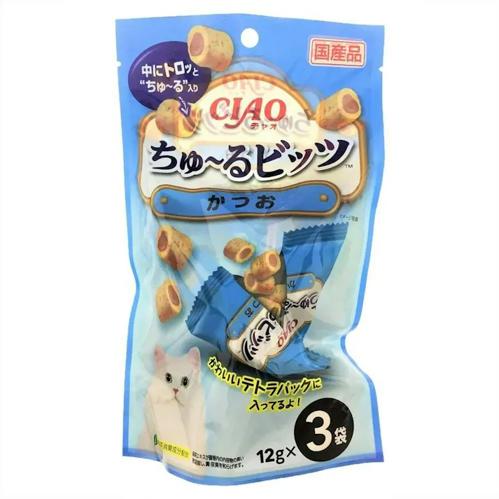 【ケース販売】いなば ちゅ~るビッツ かつお(1ケース48個入り)ちゅーる 国産 ペット用 おやつ 猫用 3752550048【別送品】
