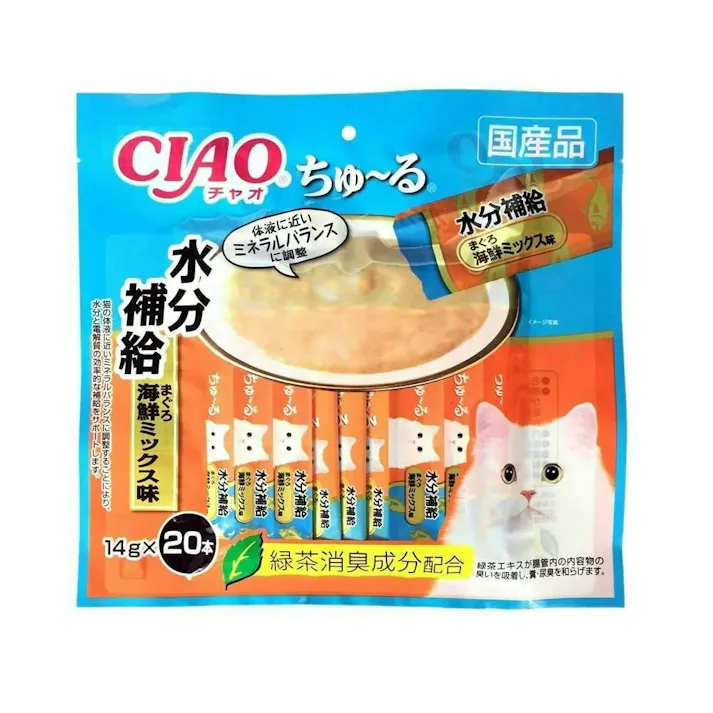 【ケース販売】いなば ちゅ~る水分補給まぐろ海鮮ミックス味 20本(1ケース16個入り)ちゅーる 国産 ペット用 おやつ 猫用 3752671016【別送品】