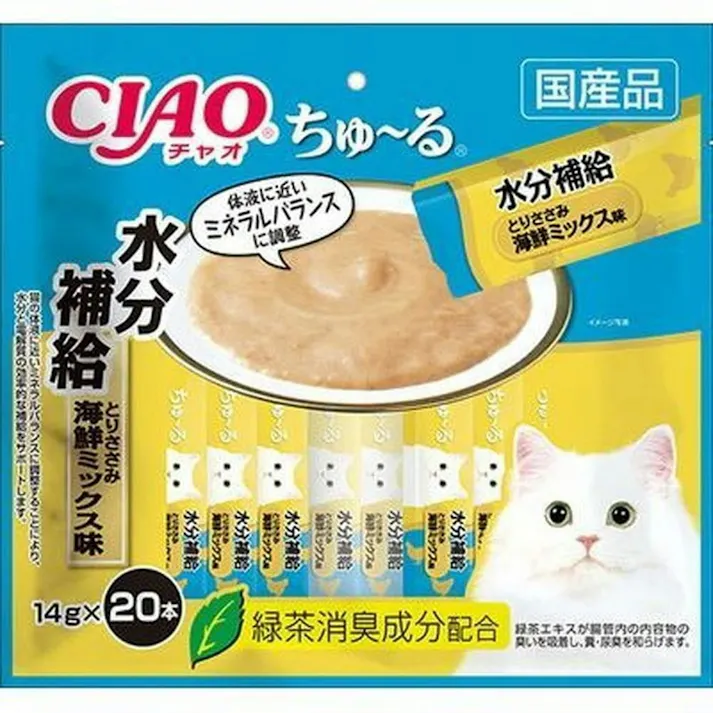 【ケース販売】いなばちゅ~る水分補給ささみ海鮮ミックス20本(1ケース16個入り)ちゅーる 国産 4901133719431 3752672016【別送品】