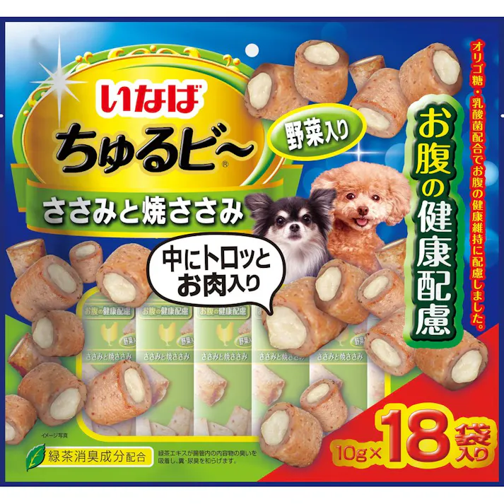 【ケース販売】いなば ちゅるビー 18袋ささみと焼ささみ野菜お腹健康(1ケース12個入り)ちゅーる ペット用 おやつ 犬用 3753741012【別送品】