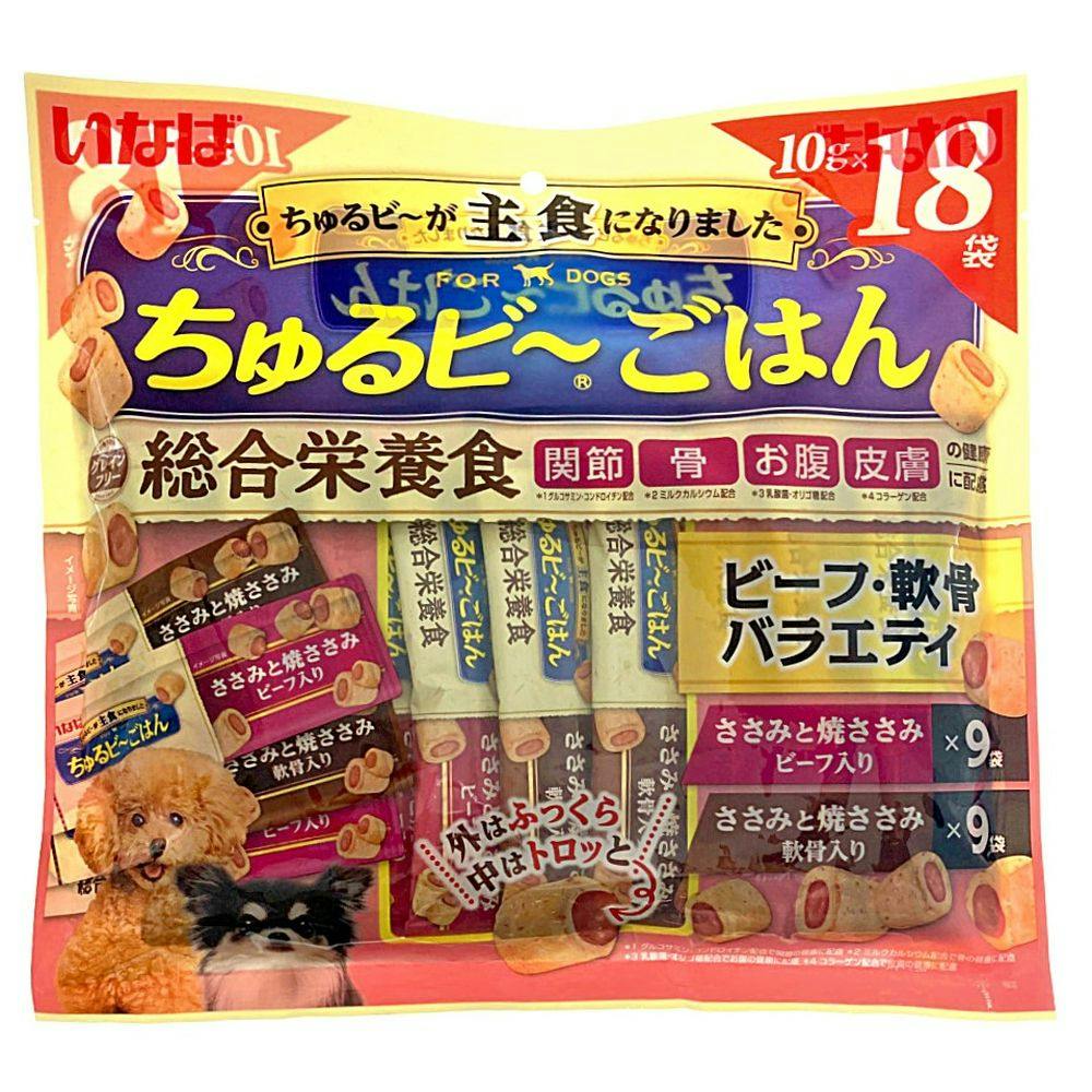 いなばちゅるビーごはん18袋ビーフ・軟骨バラエティ(1ケース12個入り)ちゅーる4901133765032 3753746012 ペースト・ウェットタイプおやつ いなばちゅるビーごはん18袋ビーフ・軟骨バラエティ(1ケース12個入り)ちゅーる4901133765032 3753746012 ペースト・ウェットタイプおやつ
