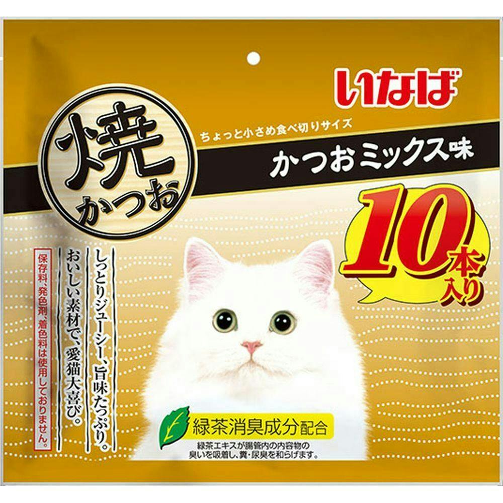 いなば焼かつお10本入りかつおミックス味(1ケース12個入り)4901133636806 3753791012 魚・ささみ・ジャーキー(猫) いなば焼かつお10本入りかつおミックス味(1ケース12個入り)4901133636806 3753791012 魚・ささみ・ジャーキー(猫)