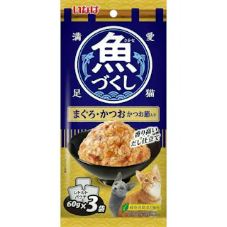 【ケース販売】いなば 魚づくし まぐろかつお・かつお節入り 3P(1ケース24個入り) ペット用 ウェットフード 猫用 3754032024【別送品】