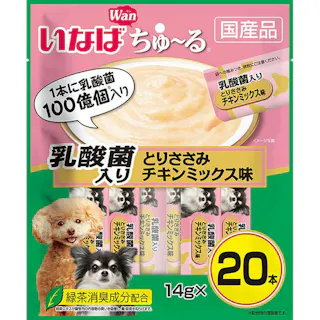 【ケース販売】いなば Wanちゅ~る 20P 乳酸菌 とりささみチキン ミックス味(1ケース16個入り) 犬ちゅーる 国産 お腹 ペット用 おやつ 犬用 3754049016【別送品】