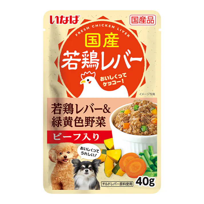 【ケース販売】いなば若鶏レバーパウチ レバー&緑黄色野菜ささみビーフ(1ケース96個入り) 国産 4901133689765 3754147096【別送品】