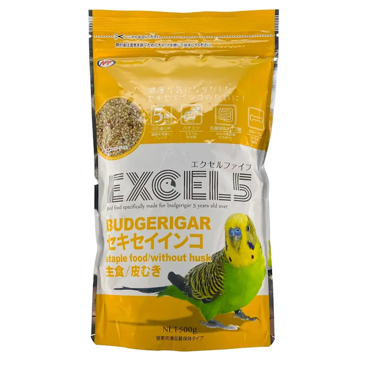 ナチュラルペットフーズ【ケース販売】エクセル5 セキセイインコ 皮むき 500g(1ケース30個入り)4100883030 4932804365510【別送品】