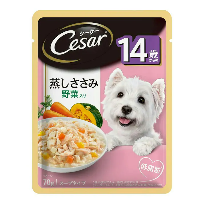 【ケース販売】マースジャパン シーザーパウチ 14歳 蒸しささみ野菜入り70g(1ケース160個入り)1080689160 4902397839309【別送品】