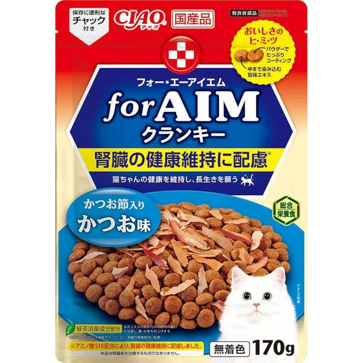 【ケース販売】いなば CIAO for AIMクランキー 腎臓の健康維持に配慮 かつお味170g(1ケース24個入)チャオ アミノ酸S18 国産 4901133261558 3753946024【別送品】