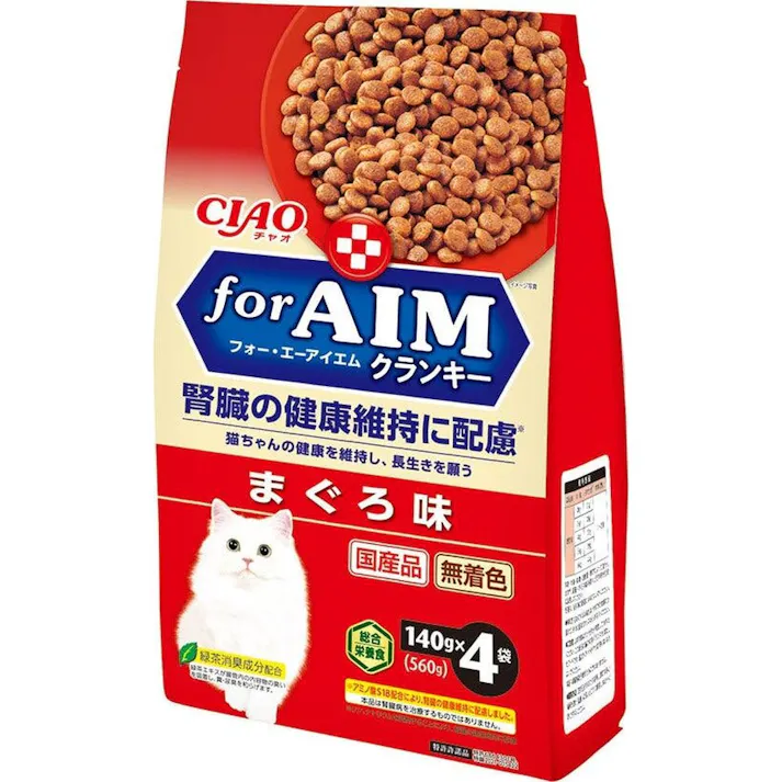 【ケース販売】いなば CIAO for AIMクランキー 腎臓の健康維持に配慮 まぐろ140g×4(1ケース12個入)チャオ アミノ酸S18 国産 4901133263705 3753951012【別送品】