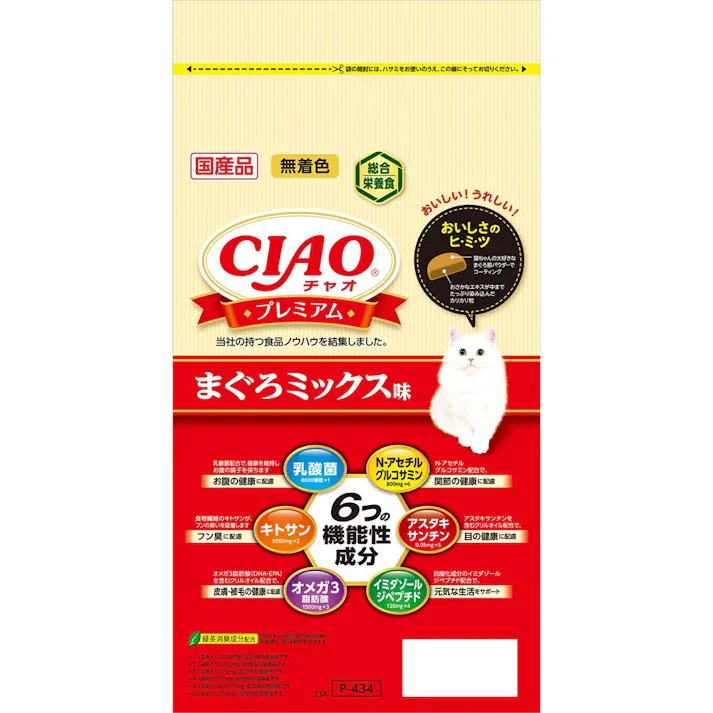 【ケース販売】いなば CIAOプレミアム まぐろミックス 150g×4(1ケース12個入)チャオ N-アセチルグルコサミン アスタキサンチン イミダゾールジペプチド オメガ3脂肪酸 キトサン 国産 4901133392979 ドライ 猫フード 嗜好性抜群 3753964012【別送品】