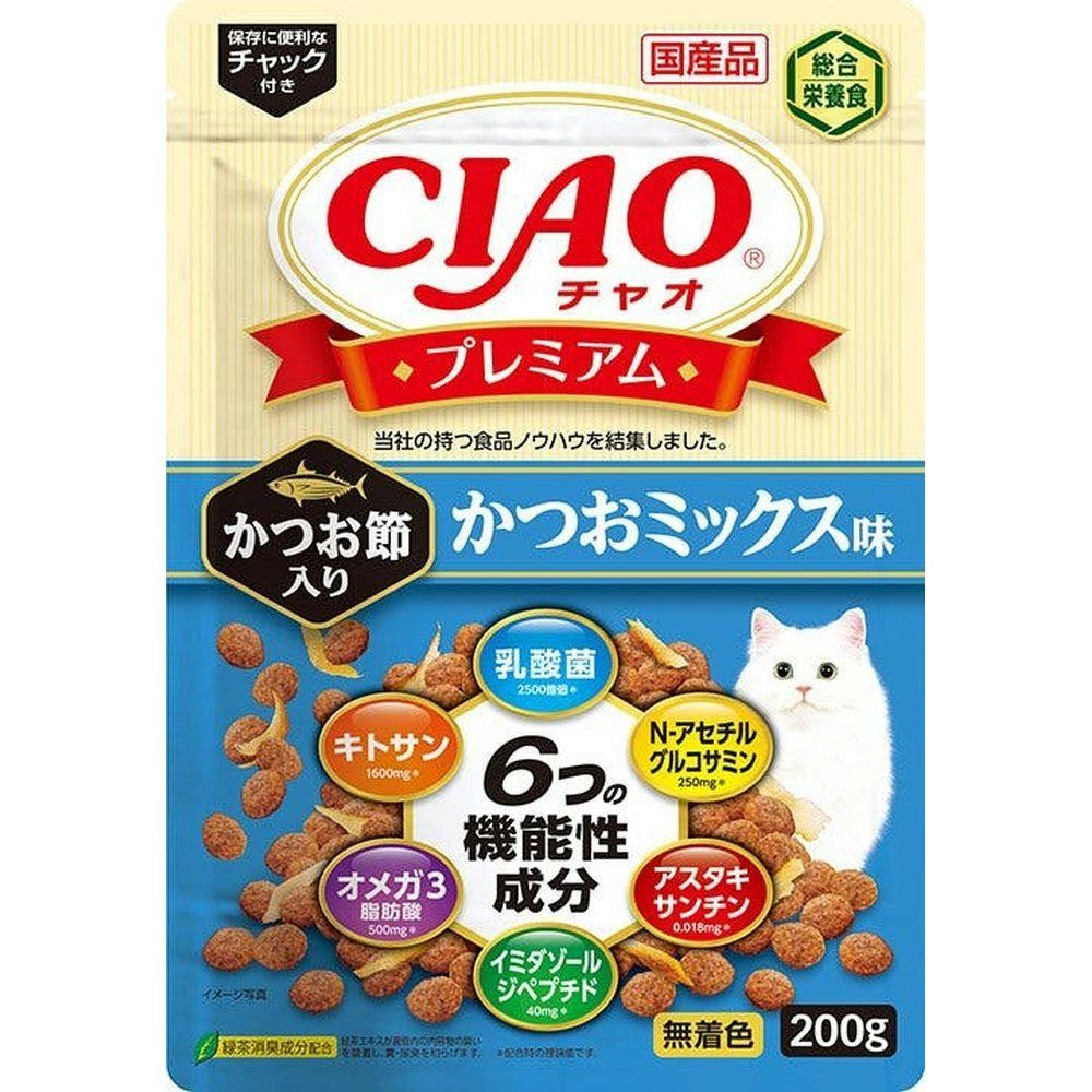 いなば CIAOプレミアムかつおミックス200g(1ケース24個入)チャオ N-アセチルグルコサミン アスタキサンチン イミダゾールジペプチド オメガ3脂肪酸 猫用ドライフード いなば CIAOプレミアムかつおミックス200g(1ケース24個入)チャオ N-アセチルグルコサミン アスタキサンチン イミダゾールジペプチド オメガ3脂肪酸 猫用ドライフード