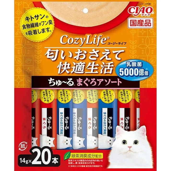 【ケース販売】いなば CIAO CozyLife ちゅ~る 匂いおさえて快適生活 まぐろアソート(1ケース16個入)チャオちゅーる キトサン 国産 4901133087073 スナック 猫フード 嗜好性抜群 3754053016【別送品】