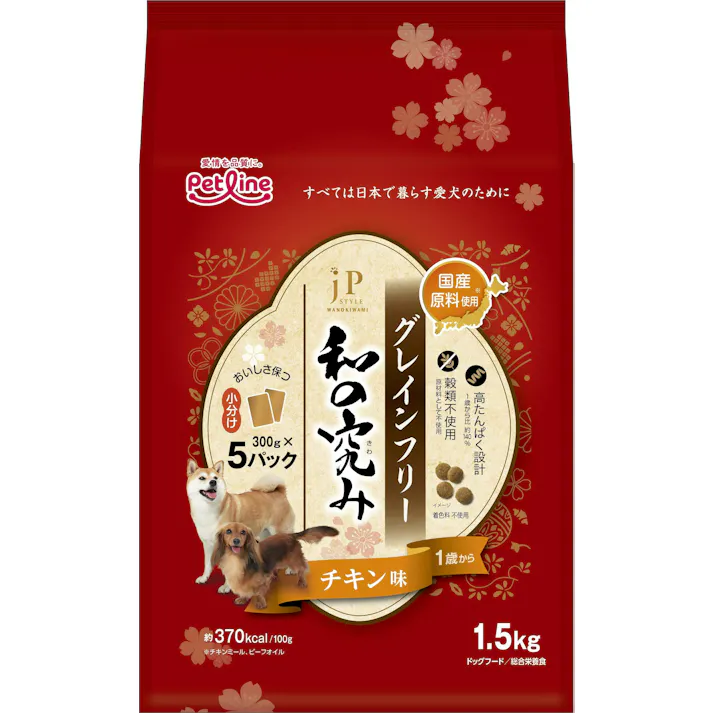 ペットライン 新JPスタイル GFチキン 1歳 1.5kg 犬用 ドライフード 嗜好性 1041135001【別送品】