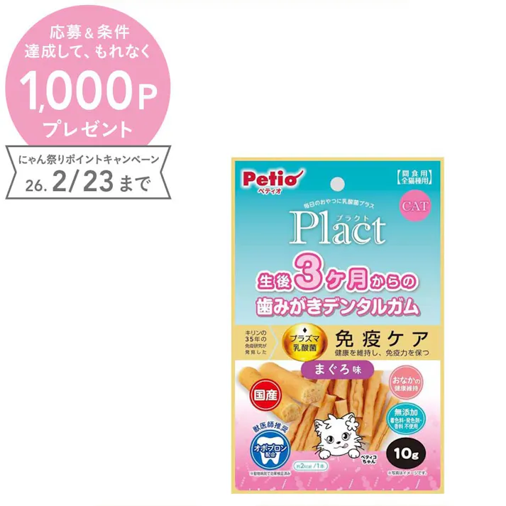 ペティオ プラクト猫3ヶ月デンタルガム鮪10g 猫 フード スナック 3419020001【別送品】