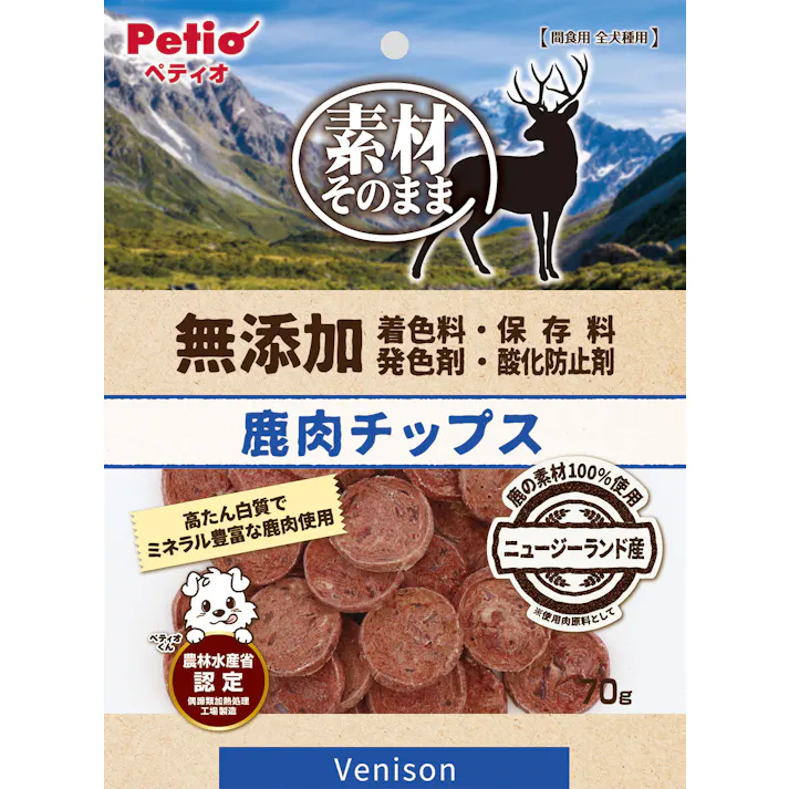 ペティオ 素材そのまま無添加鹿肉チップス70g 4903588143946 3419243001【別送品】
