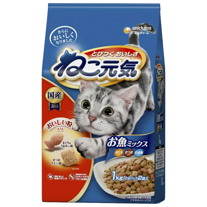 ユニ・チャーム ねこ元気お魚ミックス1.0kg 嗜好性 猫用 ドライフード 3480329001【別送品】