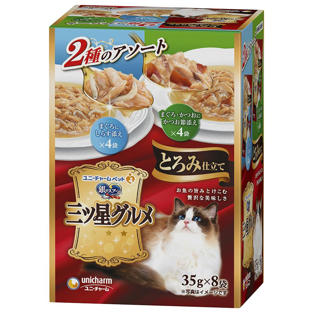 ユニ・チャーム 三ツ星Pとろみしらすかつお節35g×8袋 4520699680926 3482226001 猫用ウェットフード(パウチ) ユニ・チャーム 三ツ星Pとろみしらすかつお節35g×8袋 4520699680926 3482226001 猫用ウェットフード(パウチ)