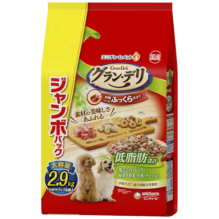 ユニ・チャーム グランデリ ふっくら低脂肪鶏ささみ 2.9kg 総合栄養食 ソフト 犬用 3482549001【別送品】
