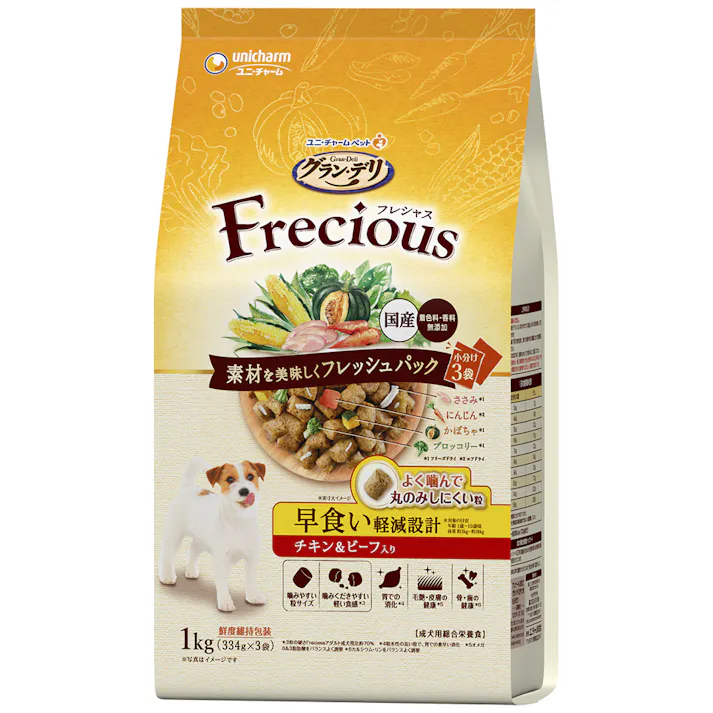ユニ・チャーム グランデリ フレシャス 早食いC&B 1kg 嗜好性 犬用 ドライフード 3482709001【別送品】
